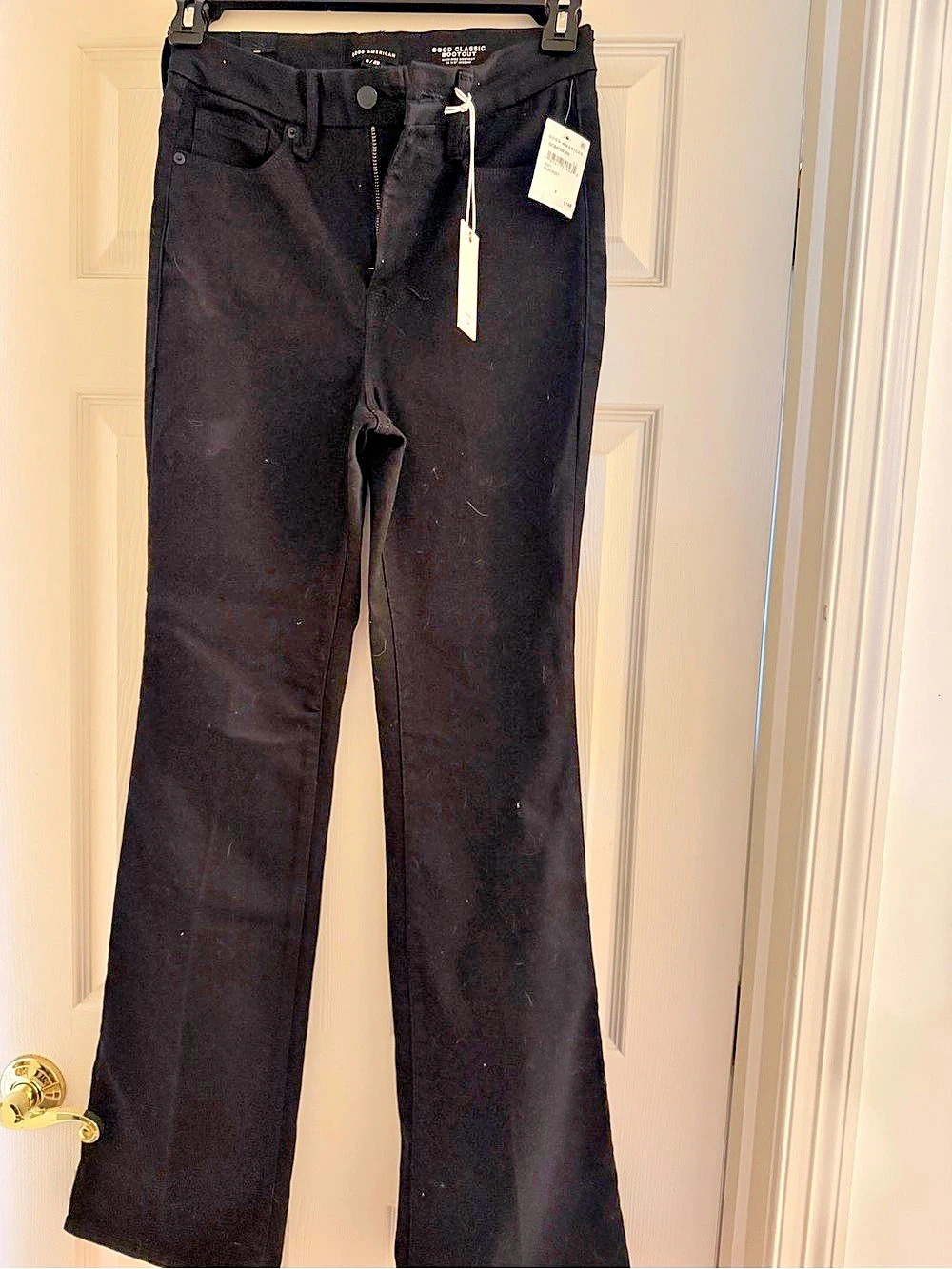 Good American Good Legs Straight Leg Black Waist 6 NWT